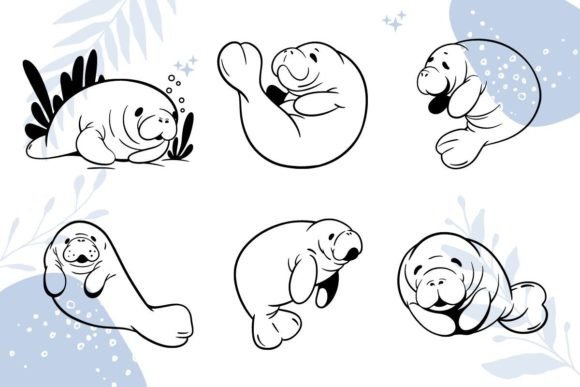 Download Cute Manatee Character SVG - Cute Collection