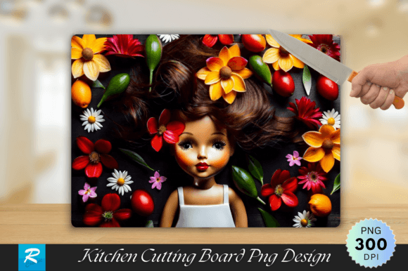 Download Cute Girl with Flowers Cutting Board - Cute Collection