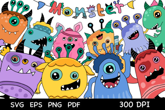 Download Set of Colorful Cute Monsters. - Cute Collection