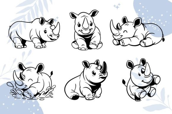 Download Cute Rhino Character SVG - Cute Collection