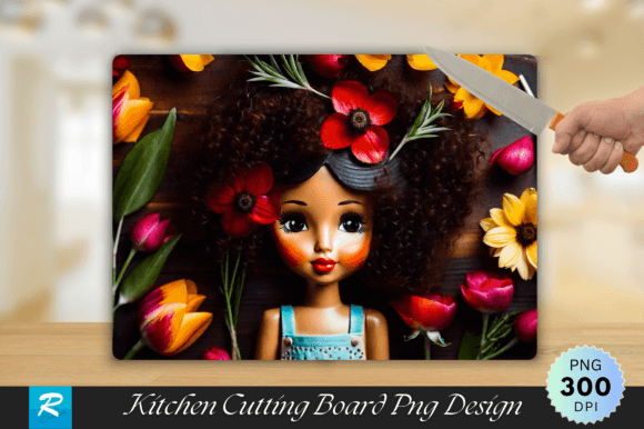 Download Cute Girl with Flowers Cutting Board - Cute Collection