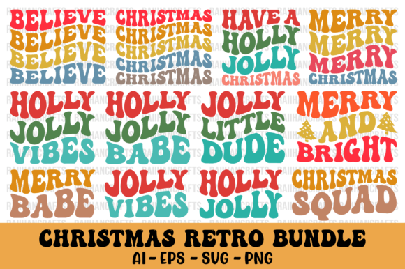 Download Christmas Retro Wavy Design Bundle Svg - Wavy design Collection