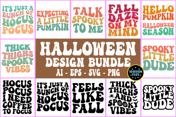 Download Halloween Retro Wavy Design Bundle Svg - Wavy design Collection