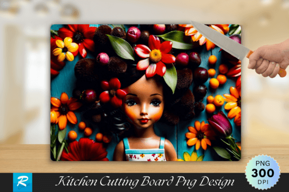 Download Cute Girl with Flowers Cutting Board - Cute Collection